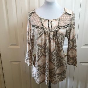 Lucky Brand Aztec Print Studded Boho Tunic Top M